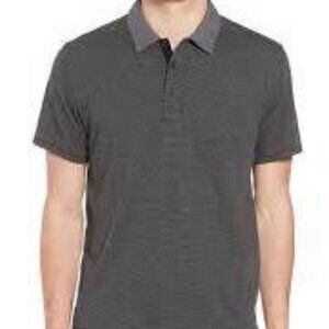 Goodfellow Striped Polo Shirt Grey Large